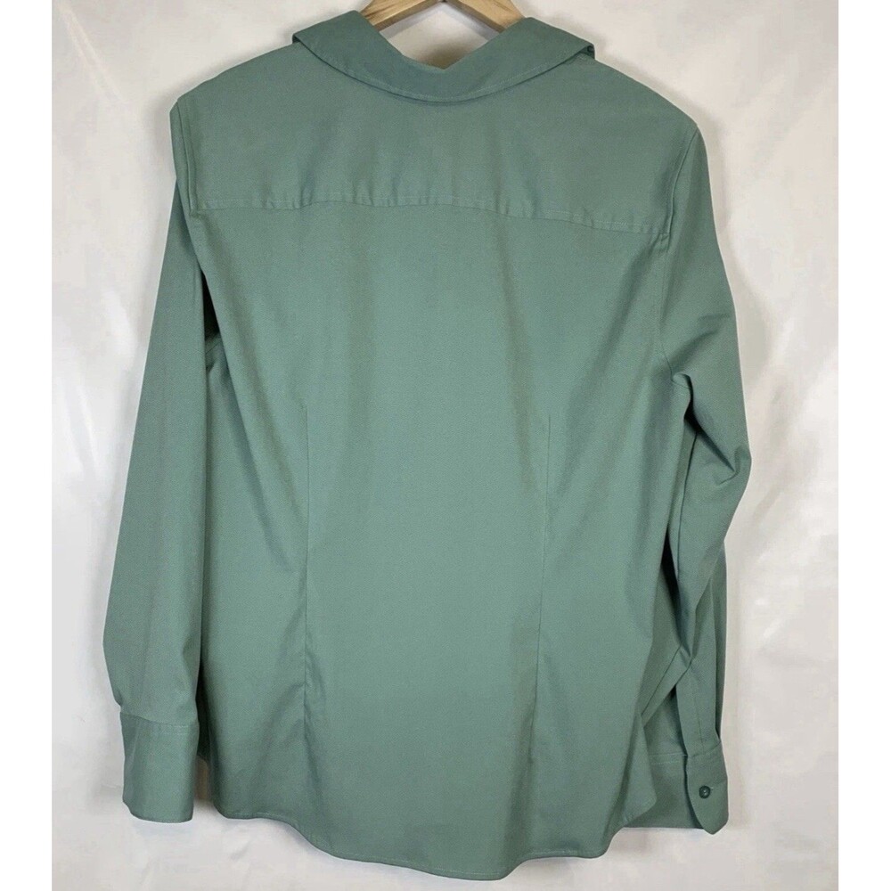 Lane Bryant Green Stretch Pocket Button Up Long Sleeve Blouse Top Size 14/16 New - Picture 8 of 8